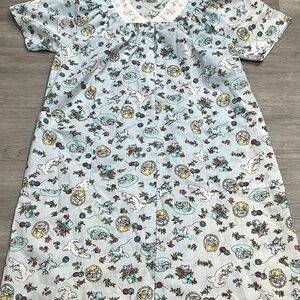SIMPY BASIC Light Blue CAT Print Pajama Dress SIZE SMALL